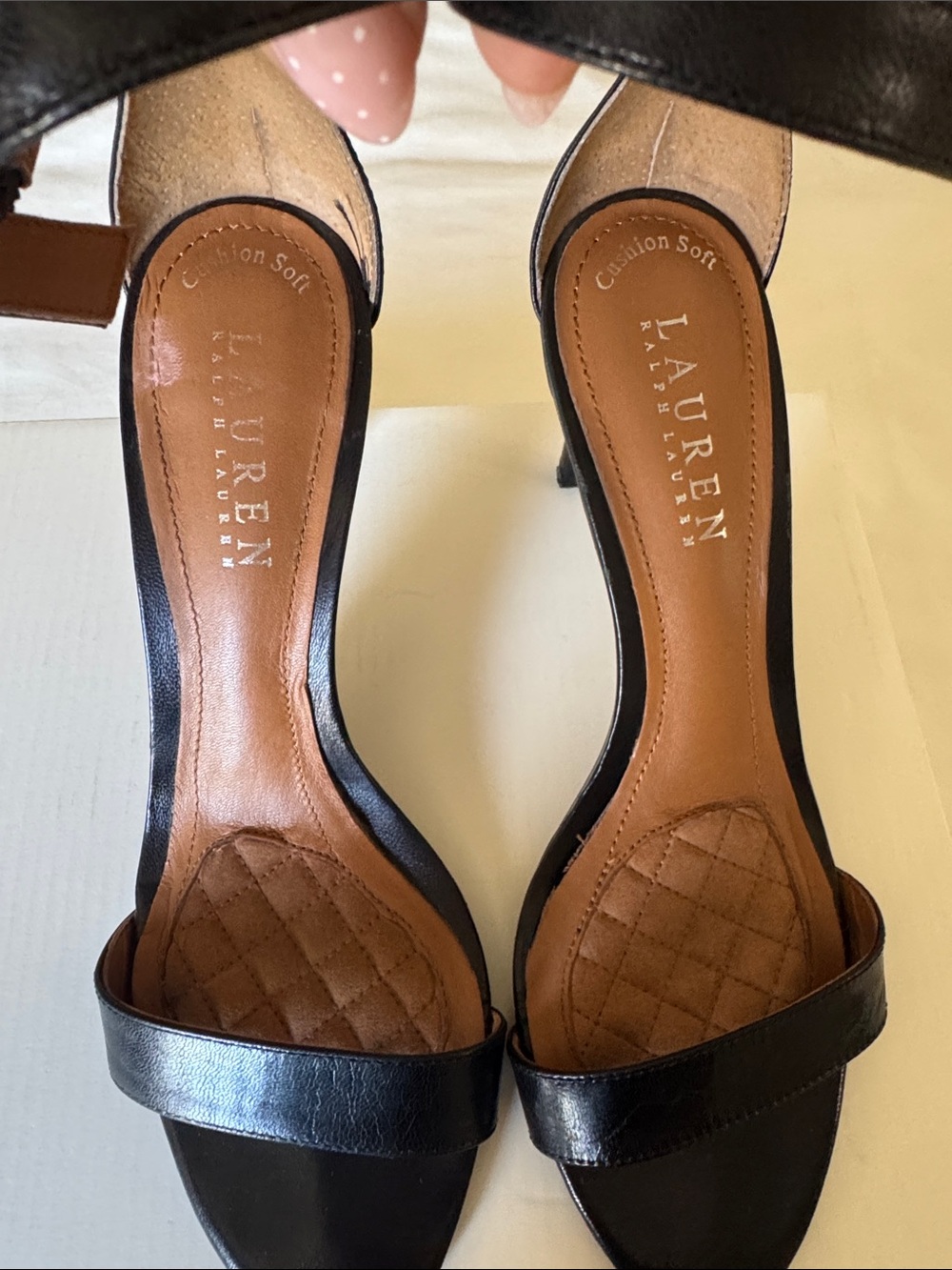 Ralph Lauren Black Leather Ankle-Strap Stiletto Sandals - Picture 2 of 9